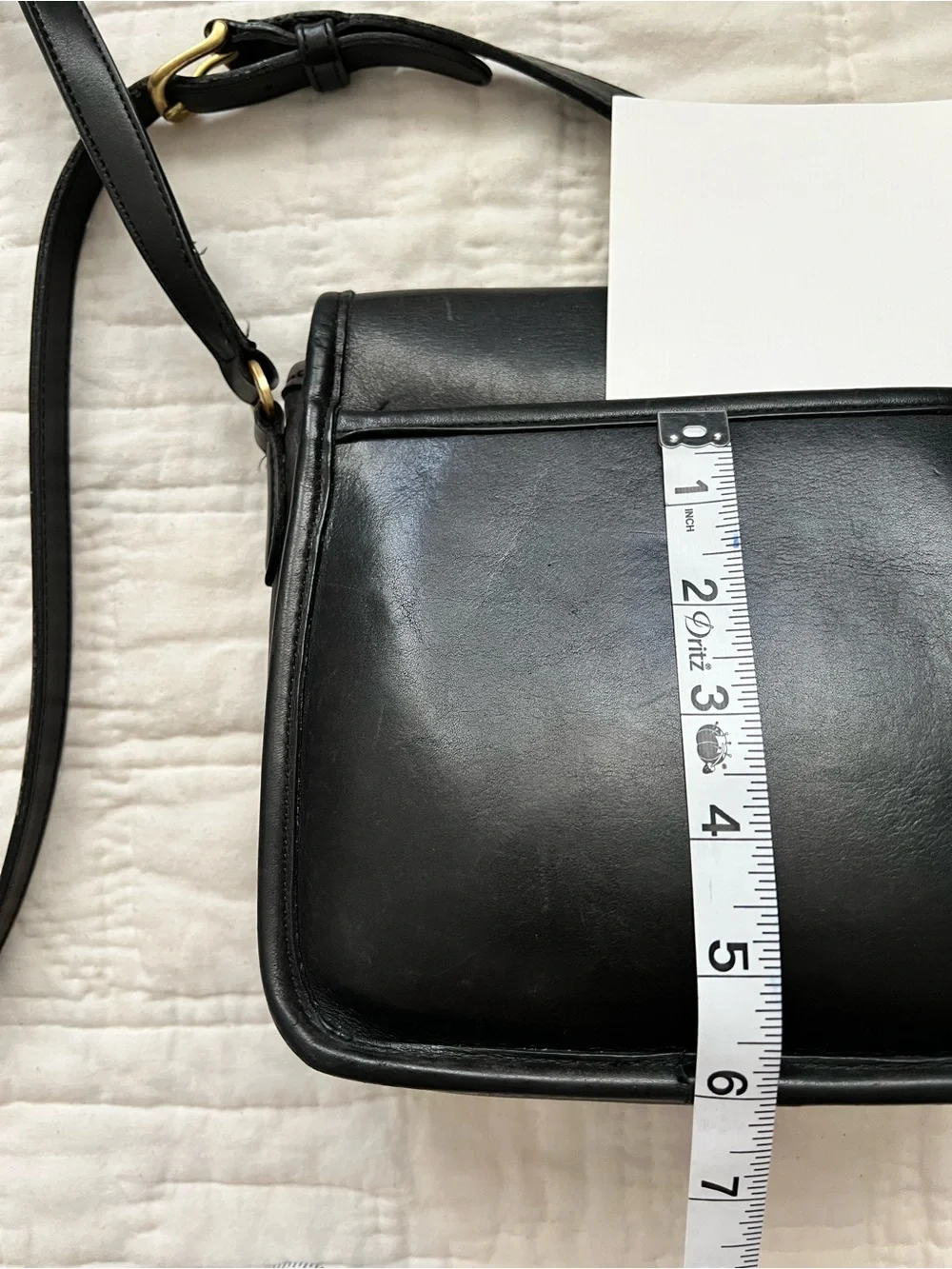 Vintage Coach Companion Flap Crossbody Shoulder Bag in Classic Black Leather